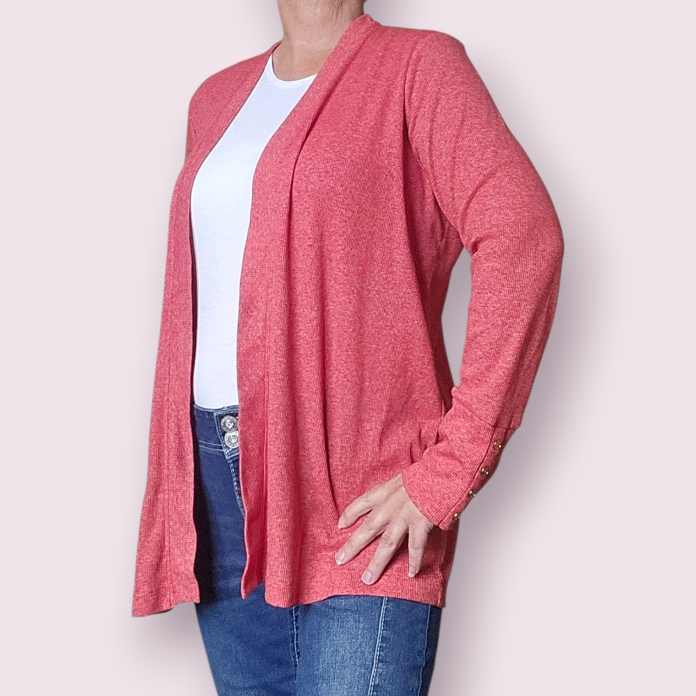 Michael Kors Open Heather Red Cardigan Size XL